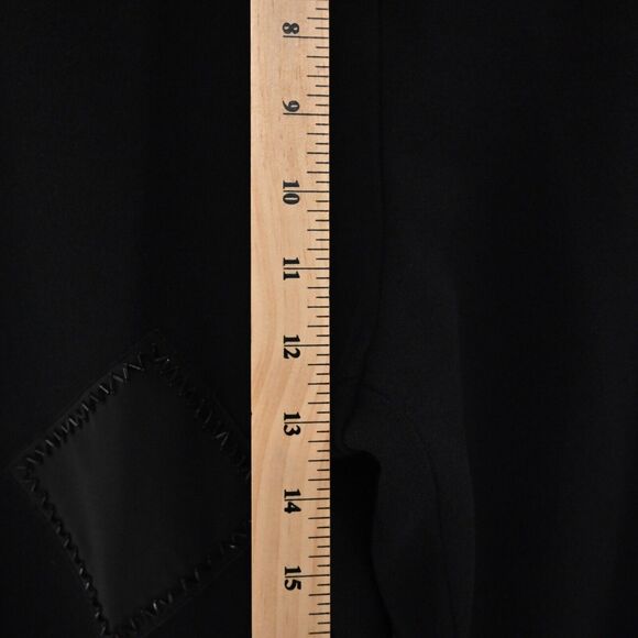 ESCADA Pants Womens Sz 42 Black Wool Beaded Silk Patchwork High Rise Tapered Leg - Picture 14 of 15